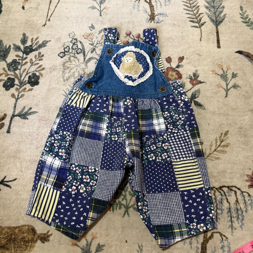 Vintage Hopscotch Patchwork Denim Overalls baby 0-6 months